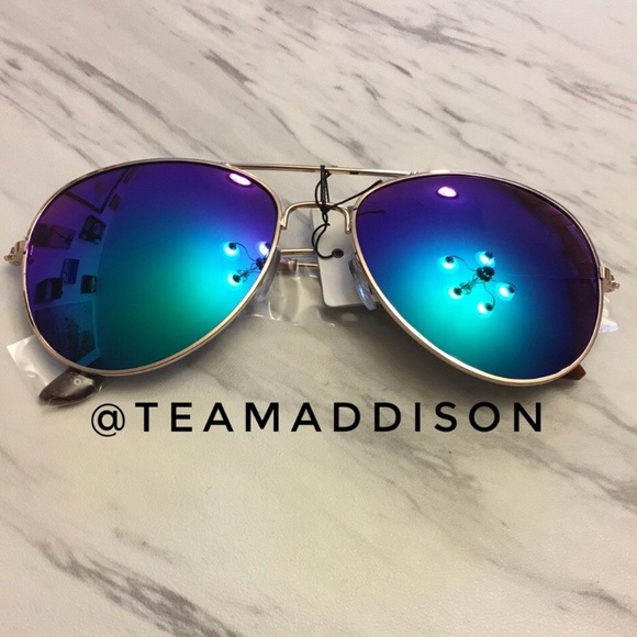 teamaddison Accessories - LAST 1! Mirrored Aviators Blue Purple Sunnies Gold